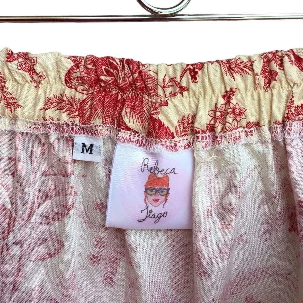 Rebeca Tiago Floral Elastic Waist Mini Skirt Women’s Size Medium NEW